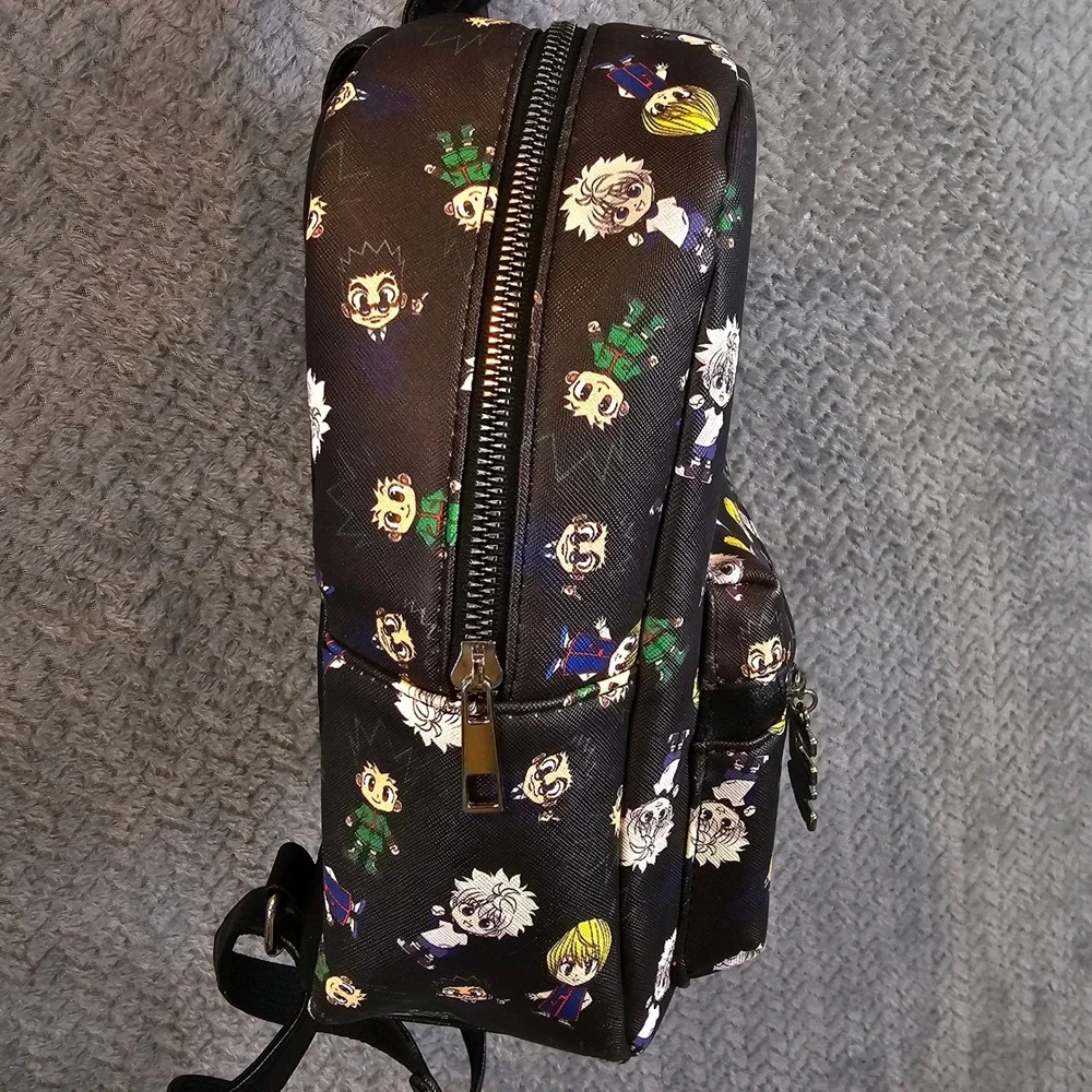 Hunter x Hunter Chibi Character All Over Print Mini Backpack Black Faux Leather - Picture 3 of 5